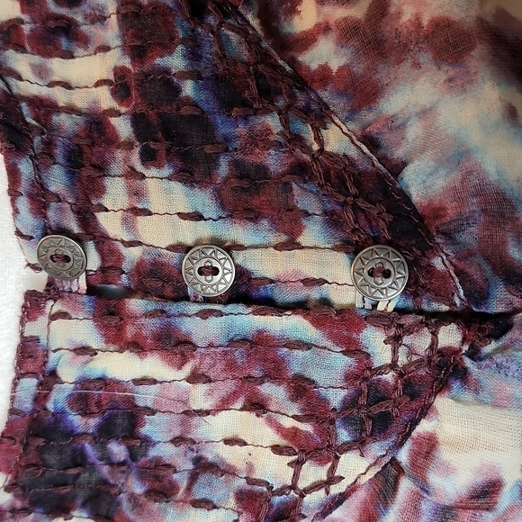 Beachlunchlounge Button Down Long Sleeve Sheer Cotton Peasant Blouse - Picture 5 of 8